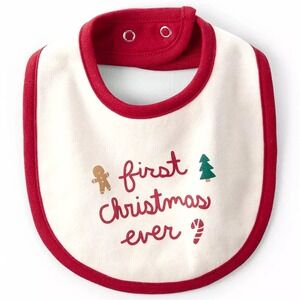 Baby's First Christmas Ever Bib NWT - Infant Baby Teething Holiday Santa Photo🎄